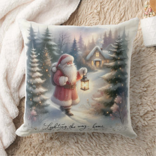 Coussin Père Noël Lantern Walk Winter Cottage Scène