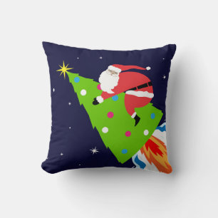 Coussin Père Noël moderne sur l'arbre de Noël Rocket Espac