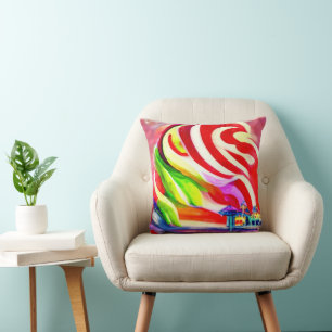 Coussin Père Noël Monica Pier tourbillonnant Candy AI Art