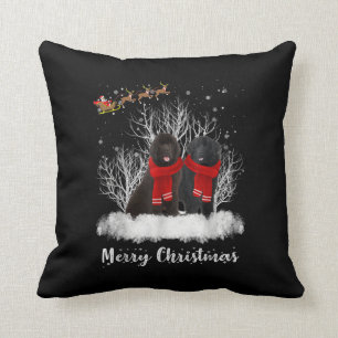 Coussin père Noël Newfoundland Couple Joyeux cadeau de chi