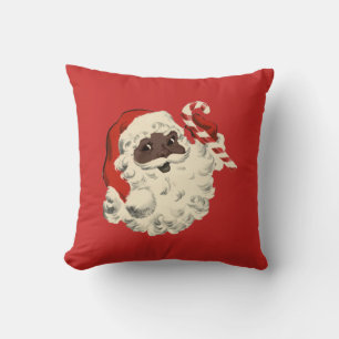 Coussin Père Noël noir avec canne en sucre d'orge