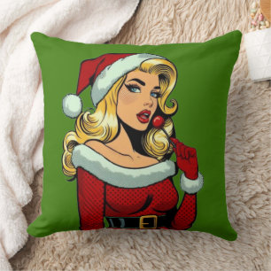 Coussin Père Noël Pinup : Pop Art Glam