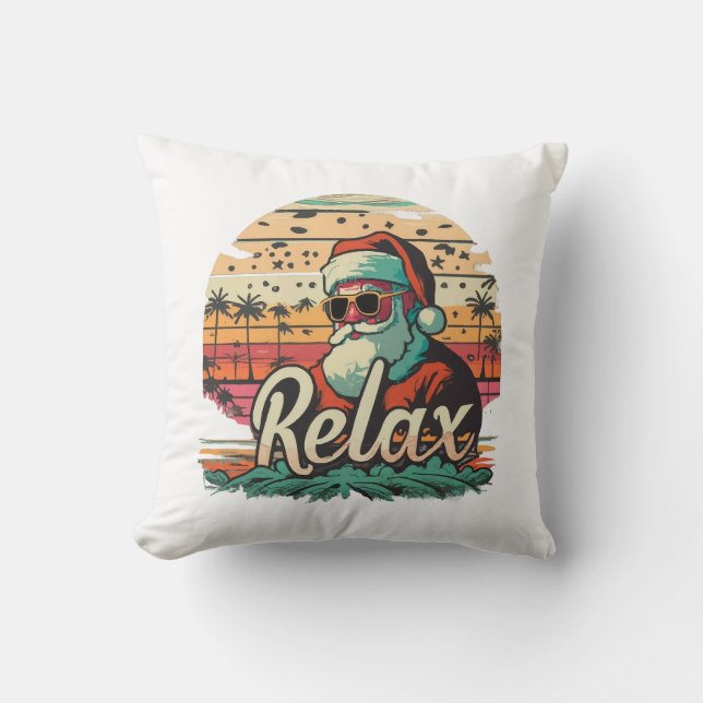 Coussin Père Noël Rétro avec un titre Relax (Recto)