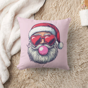 Coussin Père Noël Rétro qui souffle du Bubble Gum