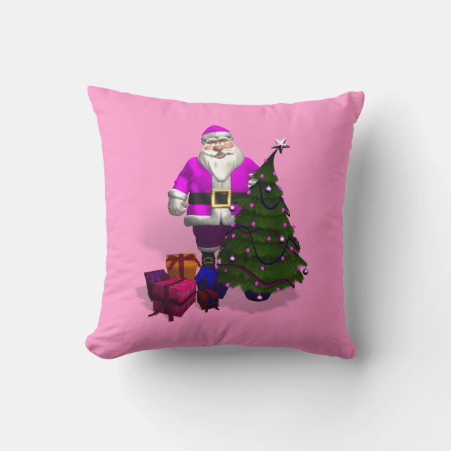 Coussin Père Noël rose et violet (Recto)