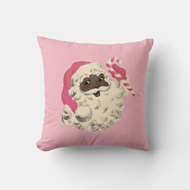 Coussin Père Noël Rose Vintage (Recto)