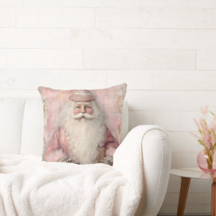 Coussin Père Noël Rose Vintage Noël