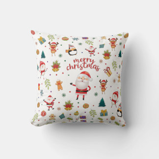 Coussin Père Noël, Snowman, Reindeer Motif Joyeux Noël