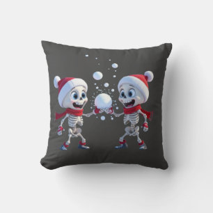 Coussin Père Noël squelettes drôles ayant une bataille de