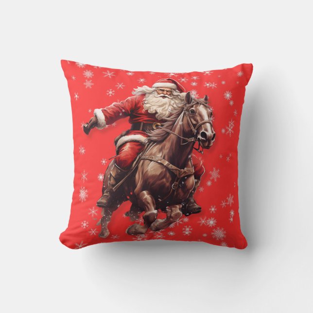 Coussin Père Noël sur Cheval Jeu d'oreiller (Recto)