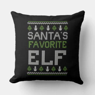 Coussin Père Noël's Favori Elf - Noël doux et moche