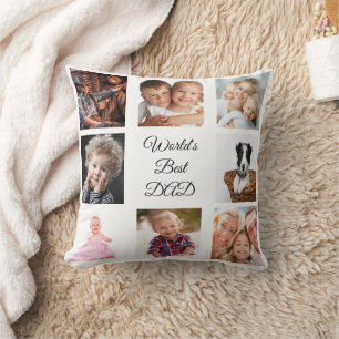 Coussin Père photo collage blanc
