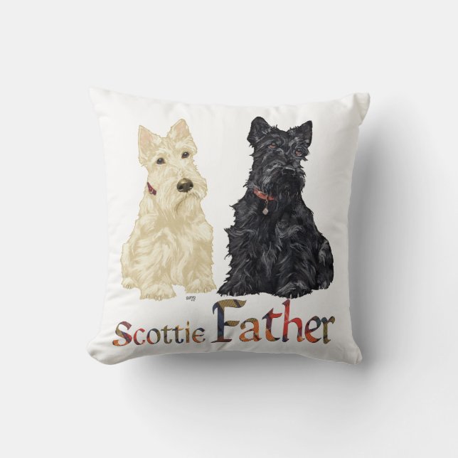 Coussin Père Térriers Ecossais Blé et Noir (Recto)