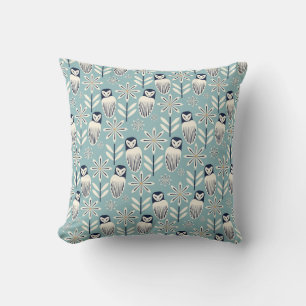 Coussin Perfect Barn Owl - arrière - plan bleu clair