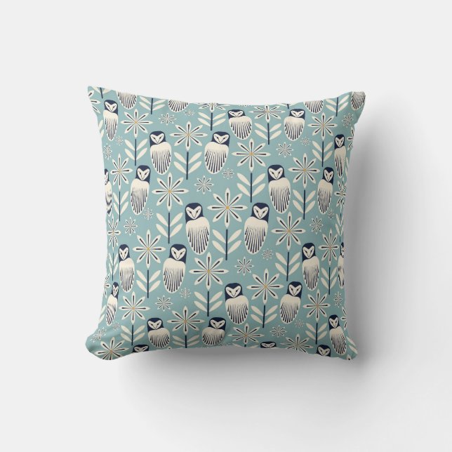 Coussin Perfect Barn Owl - arrière - plan bleu clair (Recto)