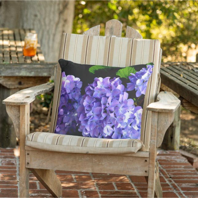 Coussin Périwinkel hydrangeas violet bleu fleur floral (Chaise)