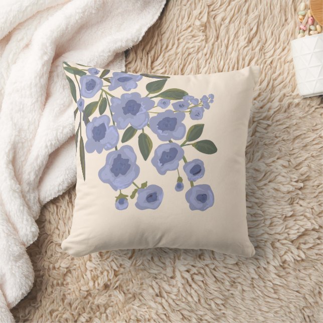 Coussin Périwinkle Floral Blooms Moderne (Couverture)