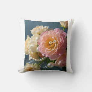 Coussin Perles aux fleurs roses