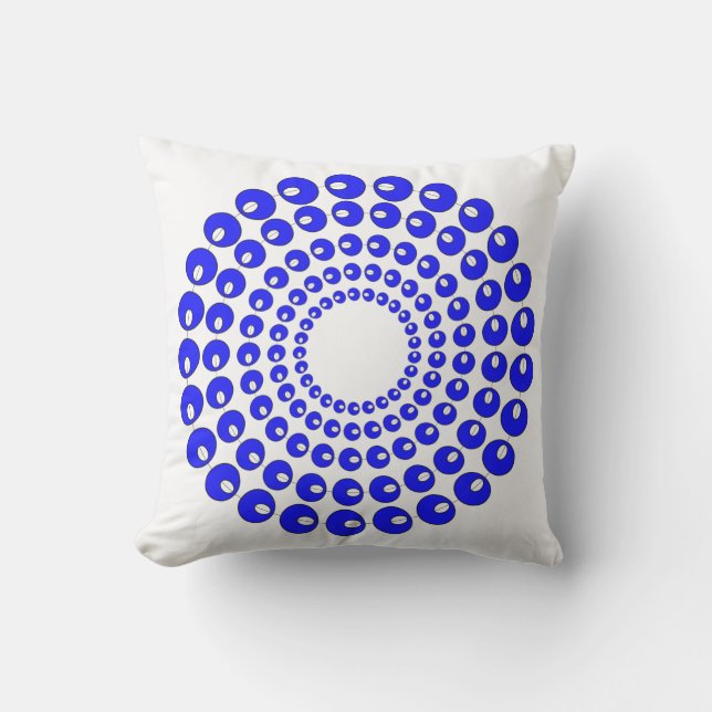 Coussin - perles bleues en cercles concentrés (Recto)