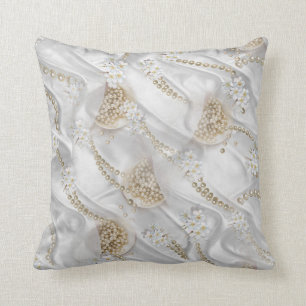 Coussin Perles de la campagne de la soie blanche et de l'i