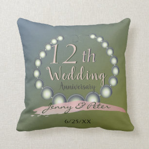 Coussin Perles du 12e anniversaire du Mariage