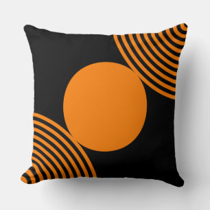 Coussin Perles Motif En Noir Et Orange Jeu D'Oreiller