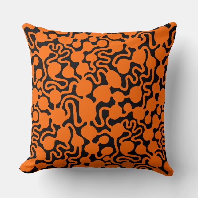 Coussin Perpetual Ant Farm v2 - Orange et Noir (Recto)