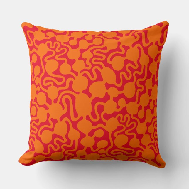 Coussin Perpetual Ant Farm v2 - Orange et Rouge (Recto)