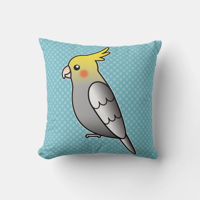 Coussin Perroquet Cacatoès Gris Dessin Animé (Recto)