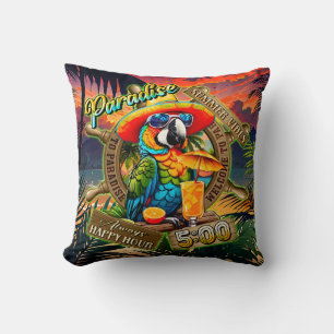 Coussin Perroquet coloré Chill Boire Paradis Bonne Heure