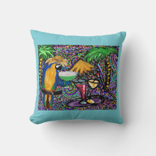 Coussin Perroquet de fête sur la plage