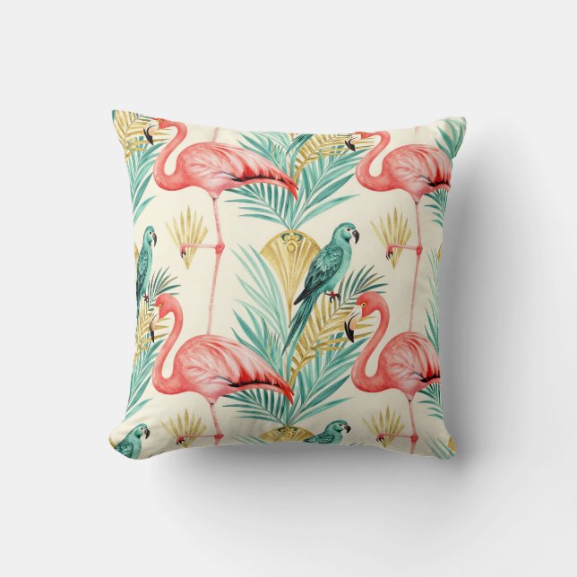 Coussin Perroquet flamant tropical Jungle (Recto)