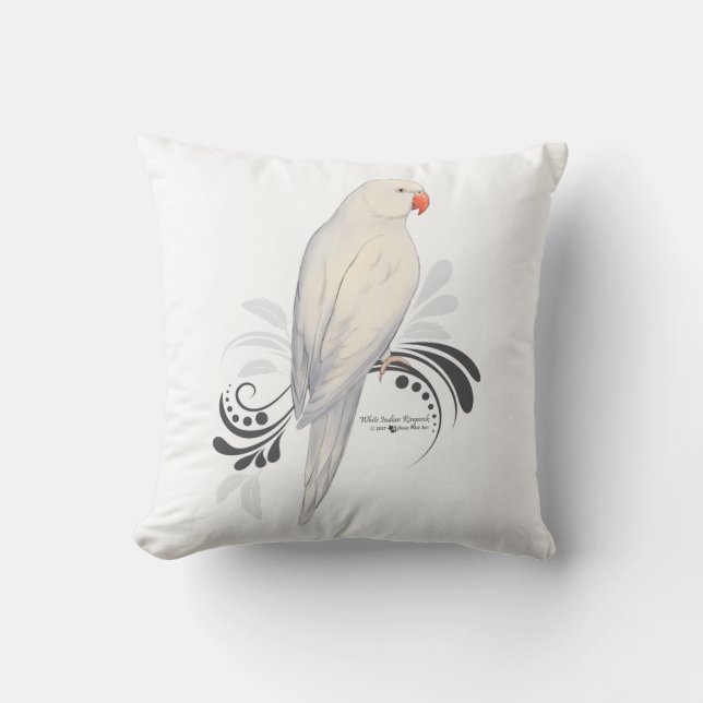 Coussin Perroquet indien blanc (Recto)