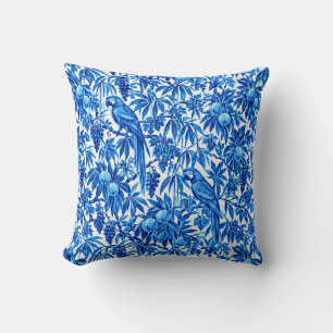 Coussin Perroquets bleus dans un jardin tropical