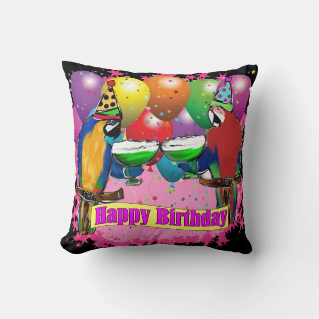 COUSSIN PERROQUETS D'ANNIVERSAIRE (Recto)