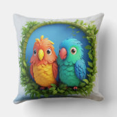 Coussin Perroquets de bande dessinée colorés (Verso)