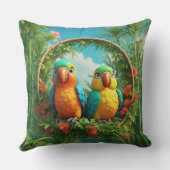 Coussin Perroquets de dessin animé colorés (Verso)