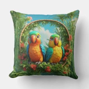 Coussin Perroquets de dessin animé colorés