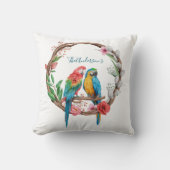 Coussin Perroquets Macaw Personnalisés Oiseaux Floral Colo (Recto)