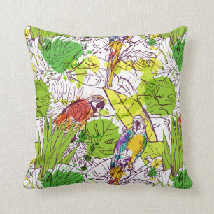 Coussin Perroquets tropicaux