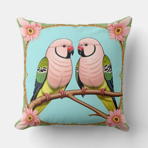 Coussin Perroquets Tropicaux sur Branche Fleurie