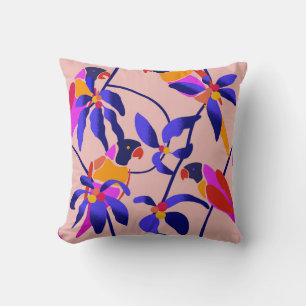 Coussin Perroquets Vintages roses : Illustration Exotique