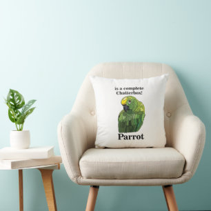 Coussin Perruche Ara Oiseau Tropical Bavard Drôle
