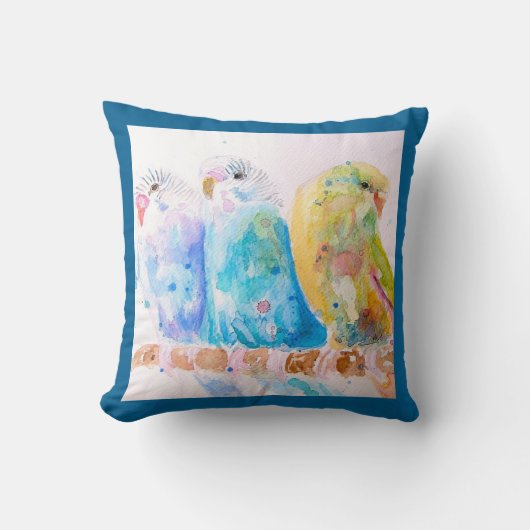 Coussin Perruche Bouffon Perruche ondulée Perruches Bleu s (Recto)