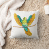 Coussin Perruche ondulée sur une corde avec les ailes ouve (Couverture)