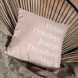 Coussin Personalisé 5 Nom de famille<br><div class="desc">Cherchez-vous une belle façon de garder votre famille proche? Notre Oreiller à Throw personnalisé Keepsaké est la façon idéale de faire exactement cela! Cette coussin élégante et cosy présente les noms de vous et de votre famille - que ce soit votre mari, votre femme, vos enfants ou même vos animaux...</div>