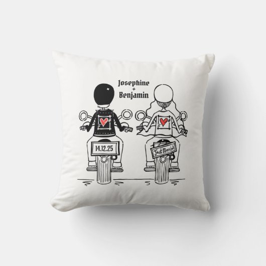 Coussin Personalised Biker Bride + Groom Wedding Gift (Recto)