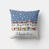 Coussin Personalised Christmas Street Snow Scene Cushion (Recto)