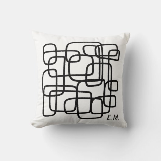 Coussin Personalised Custom Name Abstract Line Art (Recto)