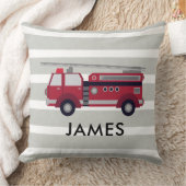 Coussin Personalised Name Red Fire truck Cushion (Couverture)